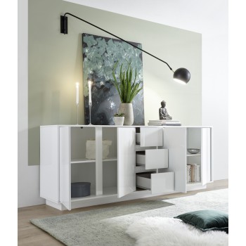 Sideboard with 4 doors and 3 drawers ICE 180x78x43 cm