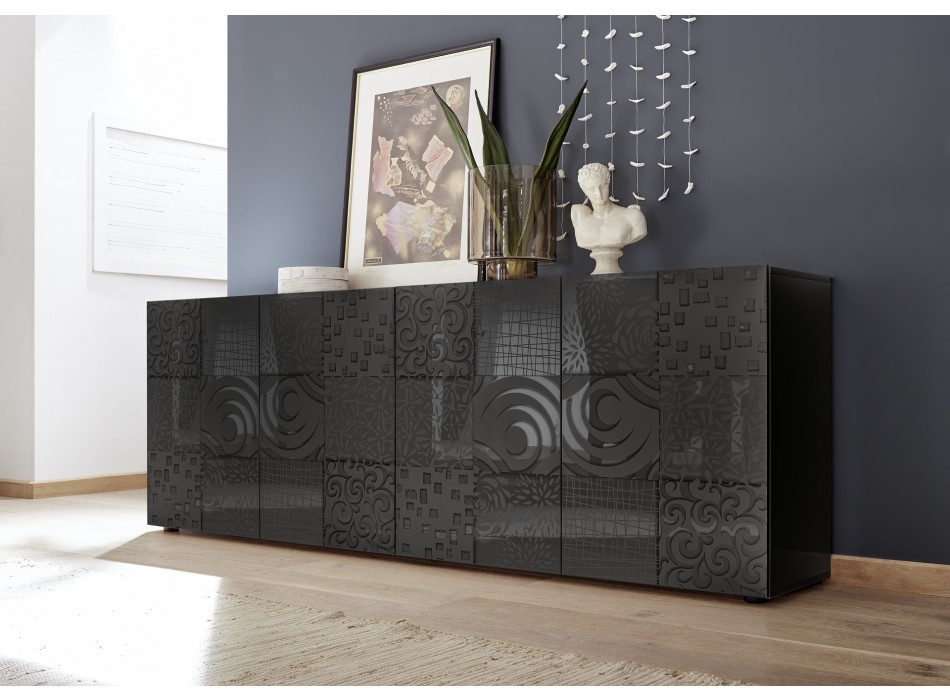 MIRO 4-door sideboard 241x84x43 cm black colour