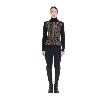 WOMEN'S TURTLENECK SWEATER WITH CONTRASTING LOGO