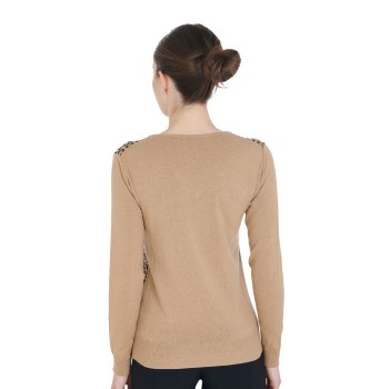 WOMEN'S V-NECK SWEATER WITH CONTRAST LOGOS