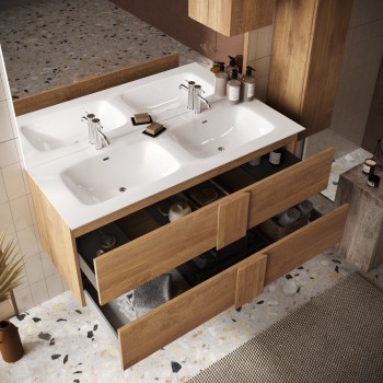 JUPITER bathroom cabinet with double bowl and 2 or 3 drawers