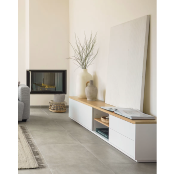 Abilen TV cabinet 2 doors 2 drawers white veneer 200 x 44 cm FSC 100%