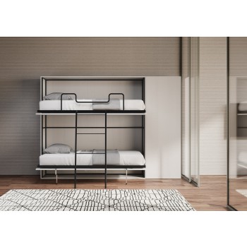 Mod.KANDO double white ash with furniture - Kando double bed White Ash composition H with mattresses