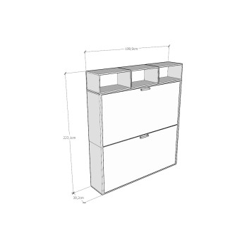 Mod.KANDO double white ash with furniture - Kando double bed White Ash composition L