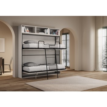 Mod.KANDO double white ash with furniture - Kando double bed White Ash composition L with mattresses