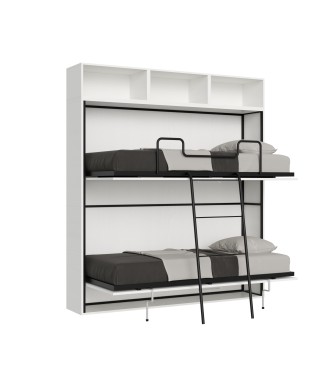 Mod.KANDO double white ash with furniture - Kando double bed White Ash composition L with mattresses