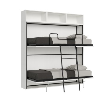 Mod.KANDO double white ash with furniture - Kando double bed White Ash composition L with mattresses