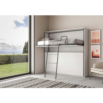 Mod.KANDO Double - Kando double horizontal bed in White Ash with mattress