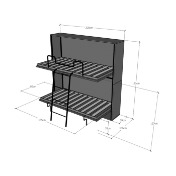 Mod.KANDO Double - Kando double horizontal bed in White Ash with mattress