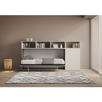 Mod.KANDO single white ash with furniture - Kando single bed White Ash composition A