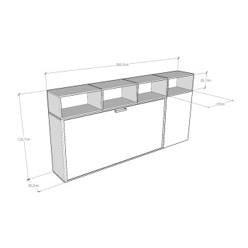 Mod.KANDO single white ash with furniture - Kando single bed White Ash composition A