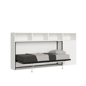 Mod.KANDO single white ash with furniture - Kando single bed White Ash composition A with mattress