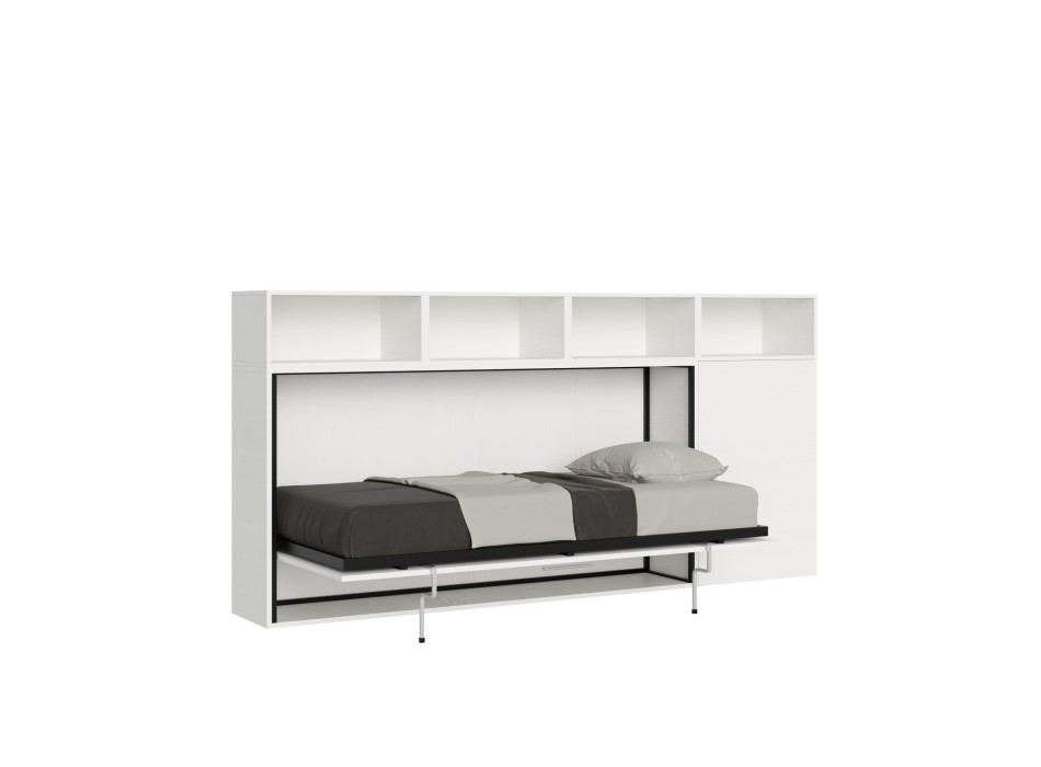 Mod.KANDO single white ash with furniture - Kando single bed White Ash composition A with mattress