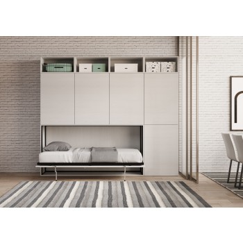 Mod.KANDO single white ash with furniture - Kando single bed White Ash composition B