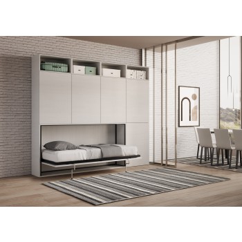 Mod.KANDO single white ash with furniture - Kando single bed White Ash composition B