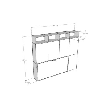 Mod.KANDO single white ash with furniture - Kando single bed White Ash composition B