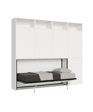 Mod.KANDO single white ash with furniture - Kando single bed White Ash composition B with mattress