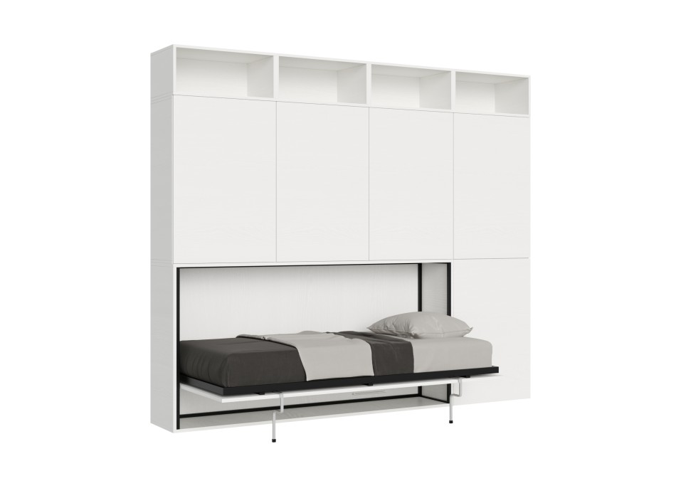 Mod.KANDO single white ash with furniture - Kando single bed White Ash composition B with mattress