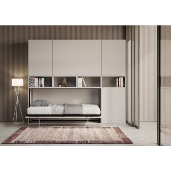 Mod.KANDO single white ash with furniture - Kando single bed White Ash composition C