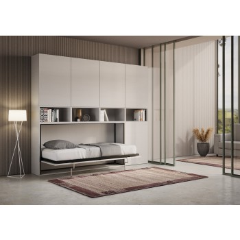 Mod.KANDO single white ash with furniture - Kando single bed White Ash composition C