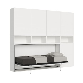 Mod.KANDO single white ash with furniture - Kando single bed White Ash composition C with mattress