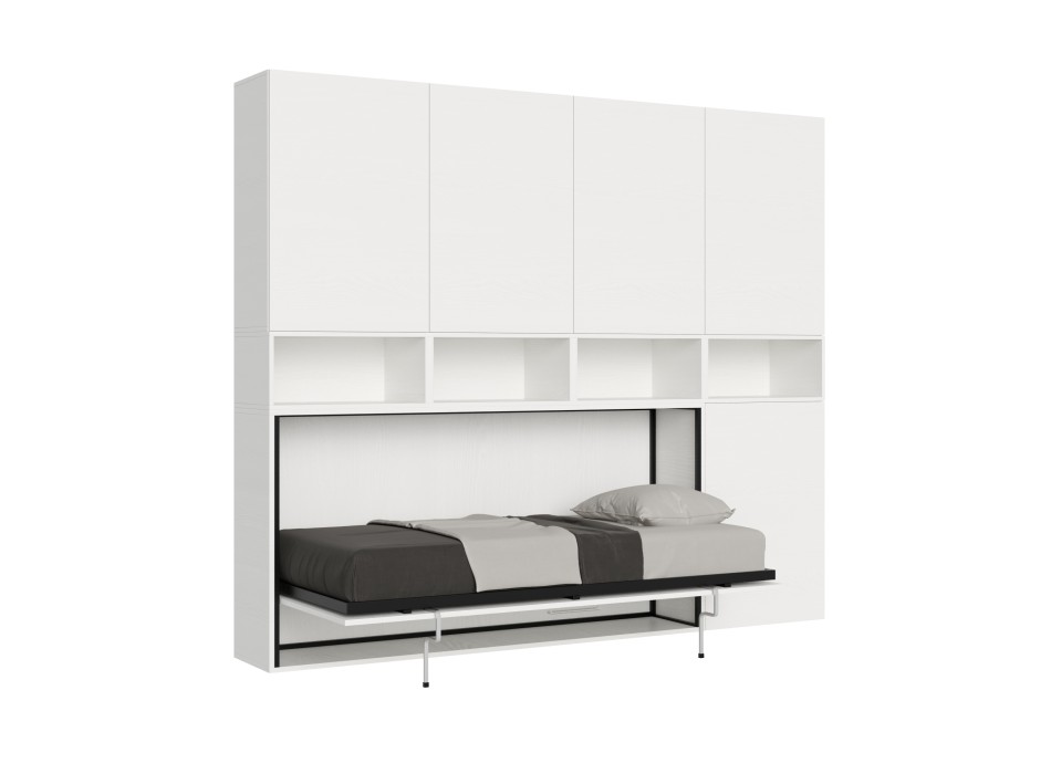 Mod.KANDO single white ash with furniture - Kando single bed White Ash composition C with mattress