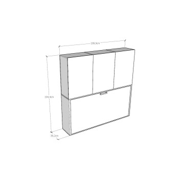 Mod.KANDO single white ash with furniture - Kando single bed White Ash composition D