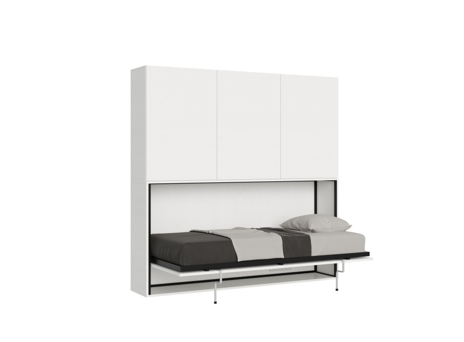 Mod.KANDO single white ash with furniture - Kando single bed White Ash composition D with mattress