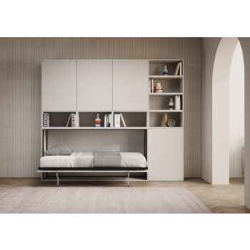 Mod.KANDO single white ash with furniture - Kando single bed White Ash composition E