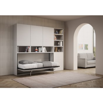 Mod.KANDO single white ash with furniture - Kando single bed White Ash composition E