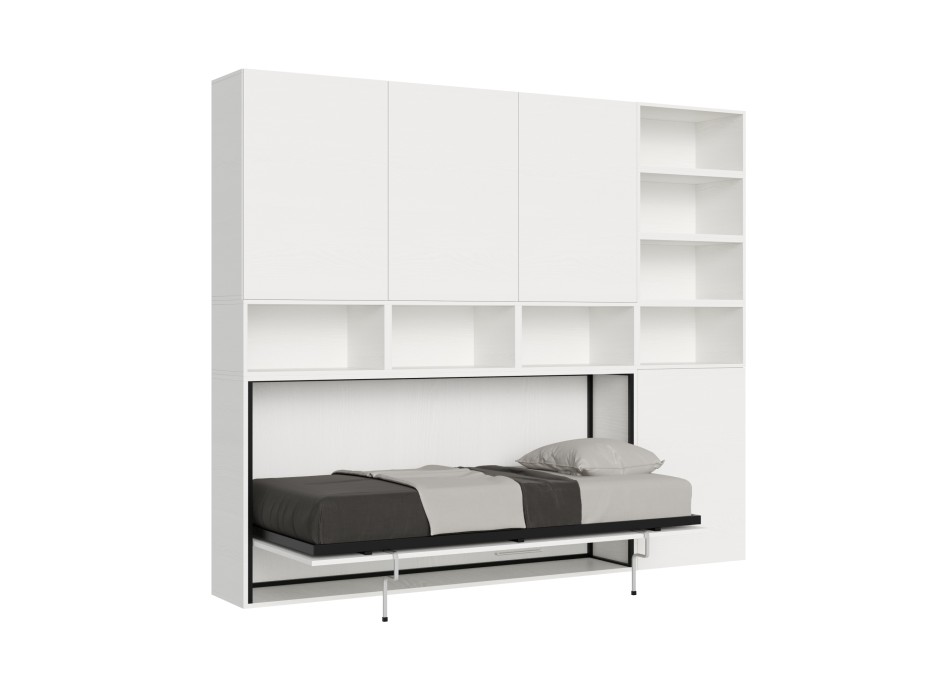 Mod.KANDO single white ash with furniture - Kando single bed White Ash composition E with mattress