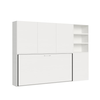 Mod.KANDO single white ash with furniture - Kando single bed White Ash composition F