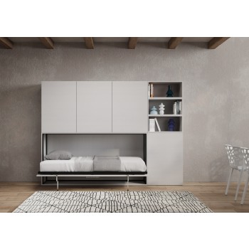 Mod.KANDO single white ash with furniture - Kando single bed White Ash composition F