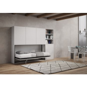 Mod.KANDO single white ash with furniture - Kando single bed White Ash composition F