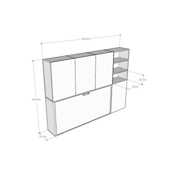 Mod.KANDO single white ash with furniture - Kando single bed White Ash composition F