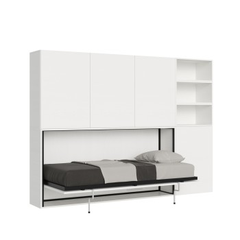 Mod.KANDO single white ash with furniture - Kando single bed White Ash composition F with mattress