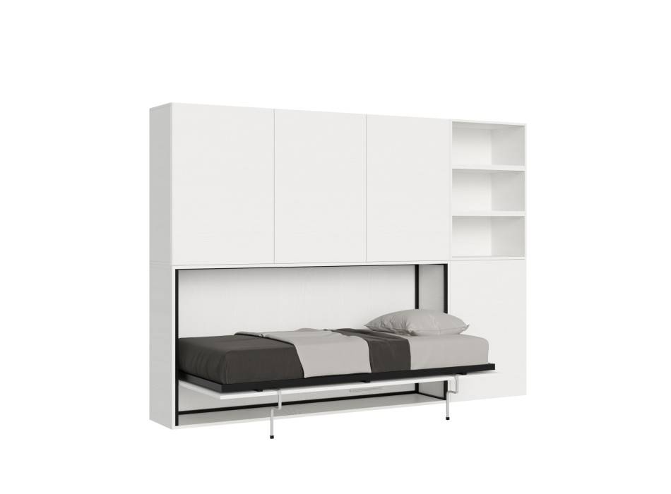 Mod.KANDO single white ash with furniture - Kando single bed White Ash composition F with mattress