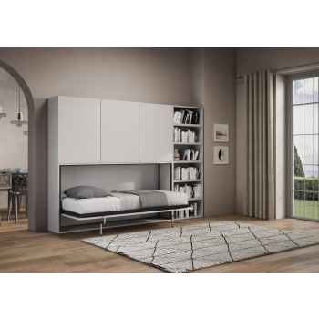 Mod.KANDO single white ash with furniture - Kando single bed White Ash composition G