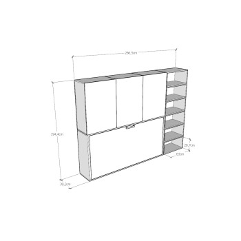 Mod.KANDO single white ash with furniture - Kando single bed White Ash composition G