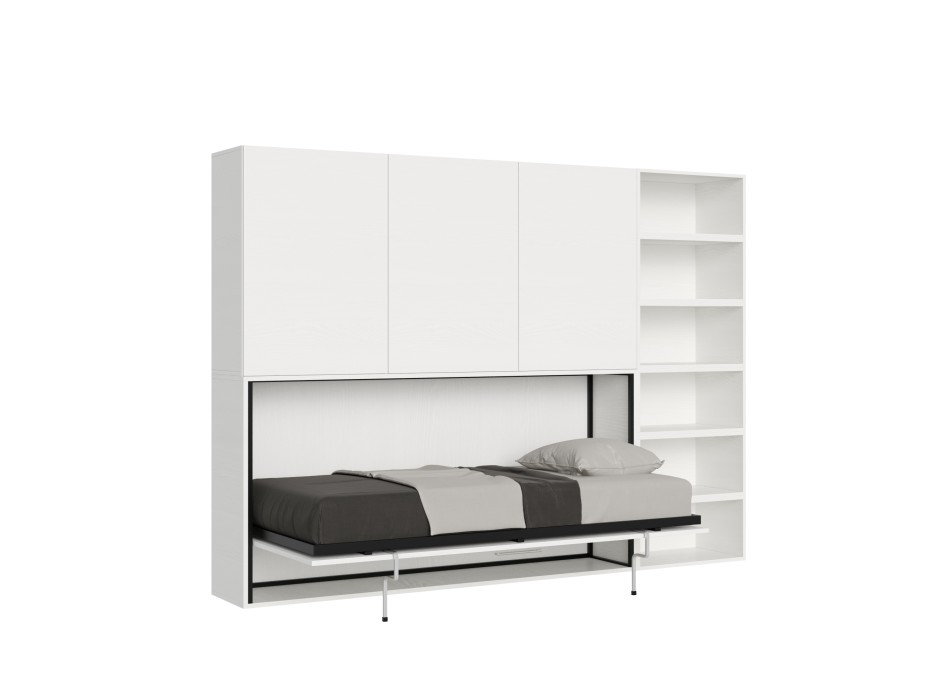 Mod.KANDO single white ash with furniture - Kando single bed White Ash composition G with mattress