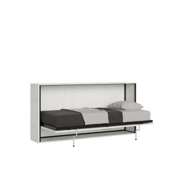 Mod.KANDO Single - Kando single horizontal bed in White Ash with mattress