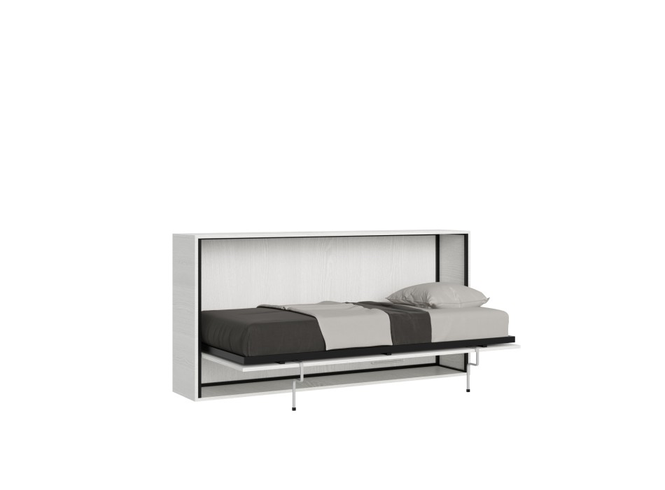 Mod.KANDO Single - Kando single horizontal bed in White Ash with mattress