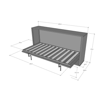 Mod.KANDO Single - Kando single horizontal bed in White Ash with mattress