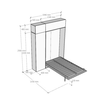 Mod.Kentaro 1/2 - Bed 120 Kentaro White Ash with column - overhead cabinet - cabinet above column