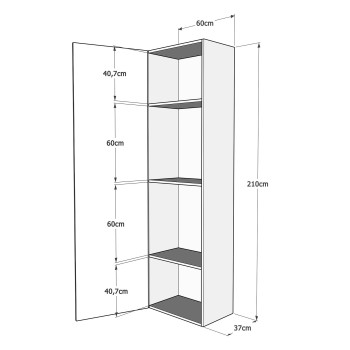 Mod.Kentaro 1/2 - Bed 120 Kentaro White Ash with column - overhead cabinet - cabinet above column