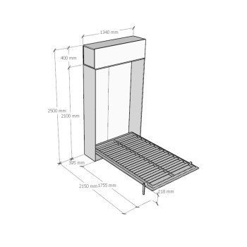 Mod.Kentaro 1/2 - Bed 120 Kentaro White Ash with hinged wall unit