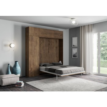 Mod. Kentaro Francese - Bed 140 Kentaro White Ash with column - hung wall unit - wall unit above column