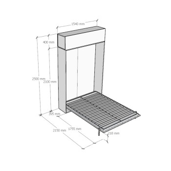 Mod. Kentaro Francese - Kentaro 140 bed in white ash with transom wall unit