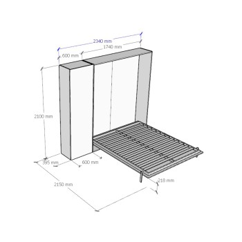 Mod.Kentaro Double - Kentaro White Ash double bed with left-right column