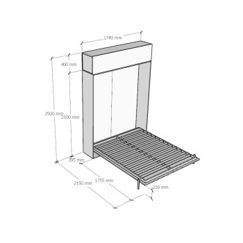 Mod.Kentaro Double - Kentaro double bed in white ash with transom wall unit